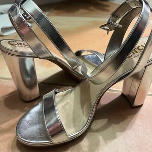 Sam Edelman Circus Silver Block Heels size 9